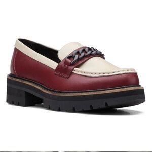 Clarks Red and Cream Loafers